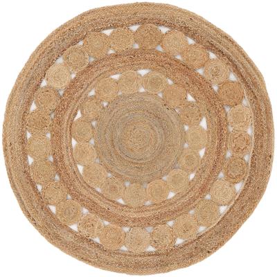 Teppich CARPETFINE "Juteteppich Dana", beige (natur), B:120cm H:5mm Ø:120cm, Jute, Teppiche, Teppich