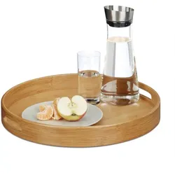Relaxdays Serviertablett Bambus rund Hellbraun