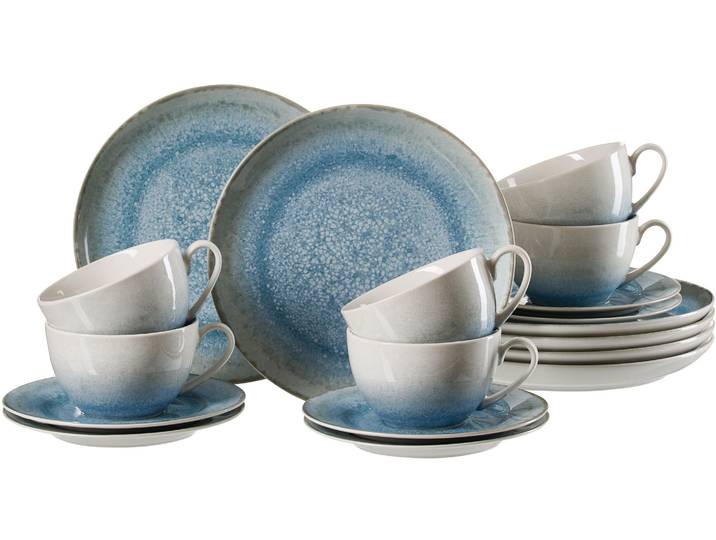 Kaffeeservice RITZENHOFF & BREKER Oslo , blau, 18, Steinzeug, Geschirr-Sets, Kaffeeservice
