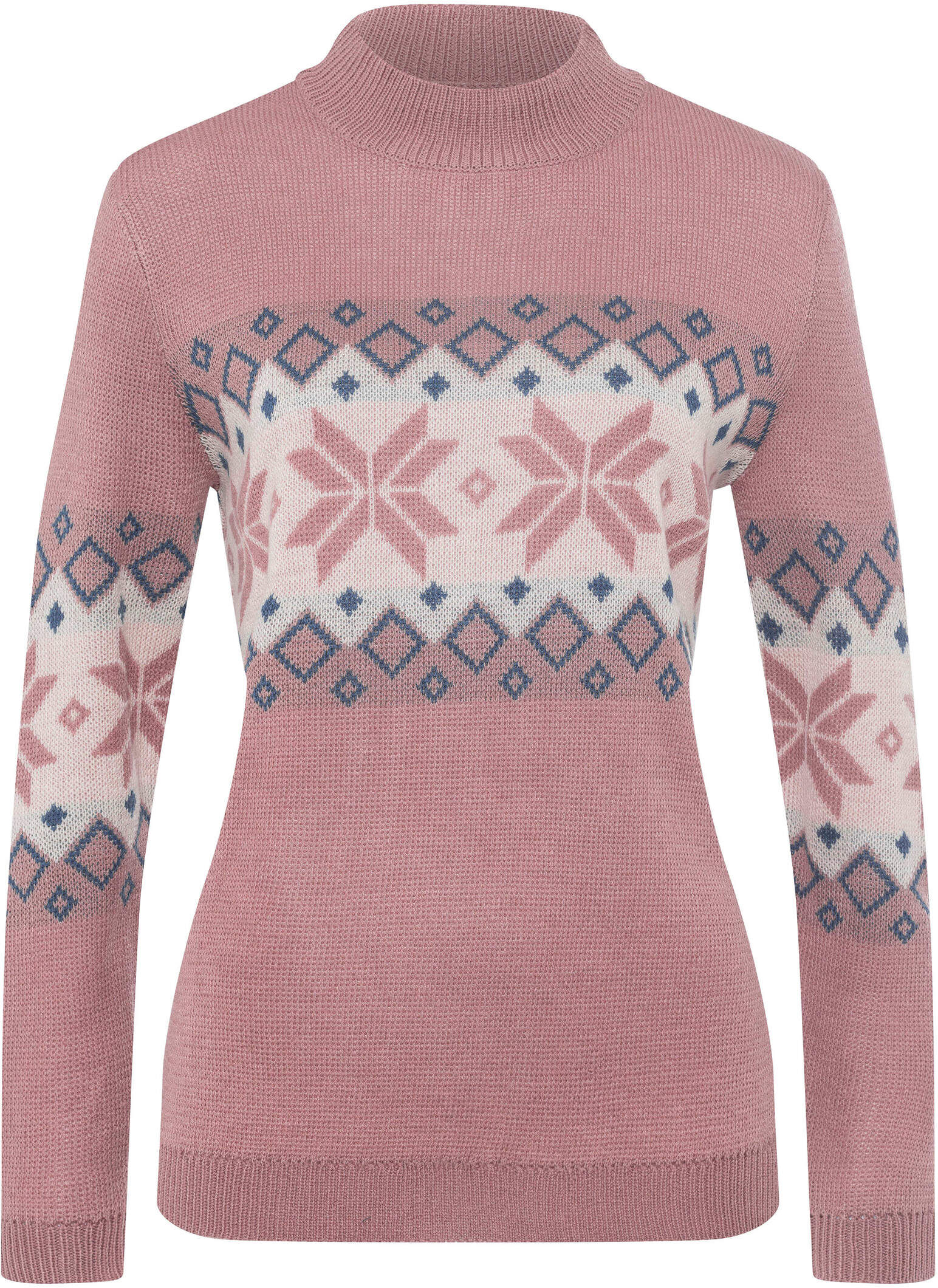 Sieh An! Strickpullover SIEH AN "Stehkragen-Pullover Stehkragenpullover mit Norweger-Muster", Damen, Gr. 38, hortensie, champagner, gemustert, Sportlich, Pullover Strickpullover