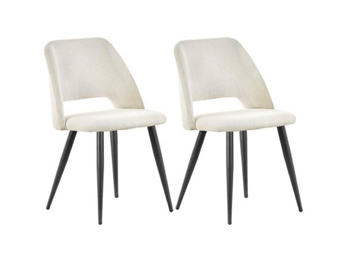 WAFTING Esszimmerstühle aus Cordstoff mit Dickem Schwamm,2er Set,Beige Mit dickem Schwamm gepolstert, separaten Metallfüßen, Moderner Polsterstuhl für Esszimmer, Wohnzimmer, Schlafzimmer,Empfang