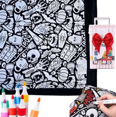 Inspire Curations DIY Coloring Blanket With Markers For Creative Relaxation h