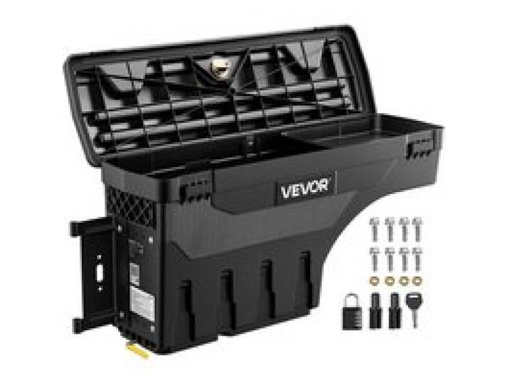 VEVOR Pickup Werkzeugbox 25 L für Dodge Ram 1500 2500 3500 (Baujahre 2002–2018), Fahrerseite Links (Bohren Erforderlich), um 180° Ausschwenkbar, Wasserdicht, Sicherungsschloss, ABS-Werkzeugkasten