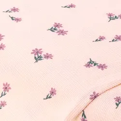 Baumwoll-Waffeljersey "Blumen" mit Elasthan, rosa-color