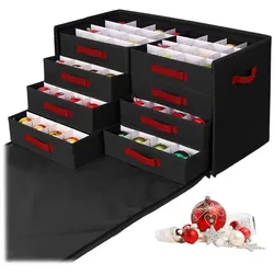 Relaxdays Weihnachtskugel Aufbewahrungsbox Rot,Schwarz