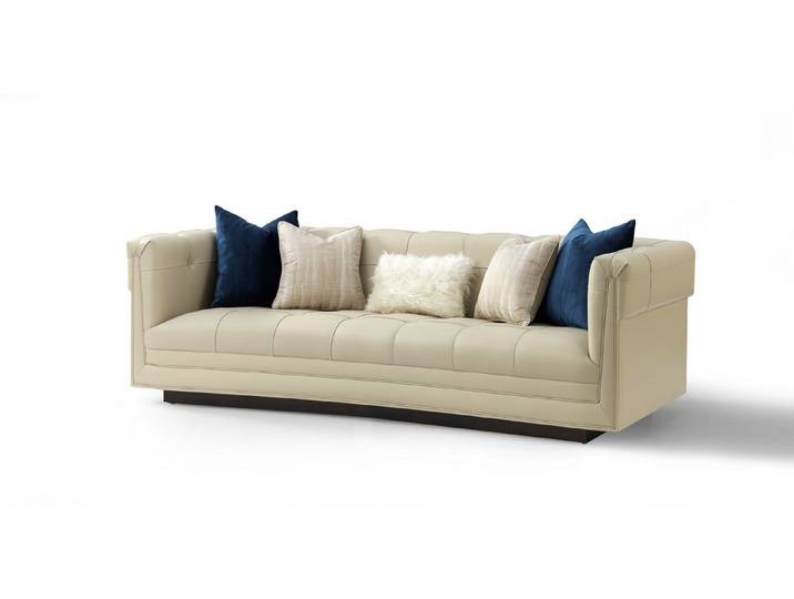 JVmoebel 3-Sitzer Klassisches Sofa aus Echtholz mit weißem Kunstlederbezug, Made in Europa