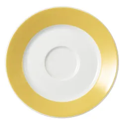 6 x MERIDIAN Suppen-Untertasse, 16cm, gelb, aus Porzellan, von Caterado. Made in Europe.