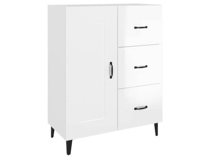 Fisinber Sideboard Hochglanz-Weiß Beistellschrank 69,5x34x90 cm Mehrzweck Kommode für Wohnzimmer und Flur, stabile Ablagefläche für Dekoration und Fächer für ordentliche Aufbewahrung.