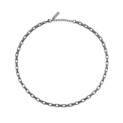 Edelstahlkette POLICE "Player", schwarz (gunfarben), Halsketten, Herren, Edelstahl, L: 55 B: 4,5mm, Edelstahlkette, B:4,5mm