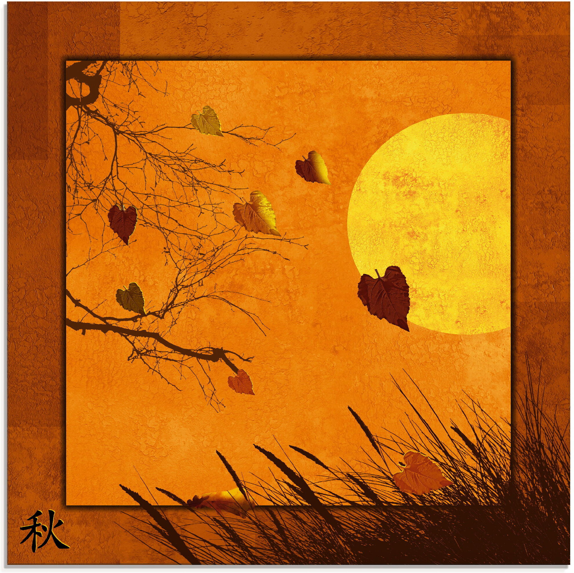 Glasbild ARTLAND "Serie vier Jahreszeiten - Herbst", orange (farbe bild(er): orange), B:40cm H:40cm, Bilder, Glasbild, in verschiedenen Grössen farbe bild(er): orange B/H/T: 40cm x 40cm, Glasbild Vier Jahreszeiten quadratisch, 1 Stk.