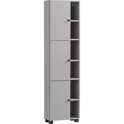 Hochschrank WELLTIME "Lugo, Hochschrank, Made in Germany, B: 45 cm", grau (platingrau), B:44,9cm H:167,6cm T:23,4cm, FSC-zertifizierter Holzwerkstoff, Schränke, Hochschrank, Solide Verarbeitung - Dieses Produkt ist in Deutschland gefertigt