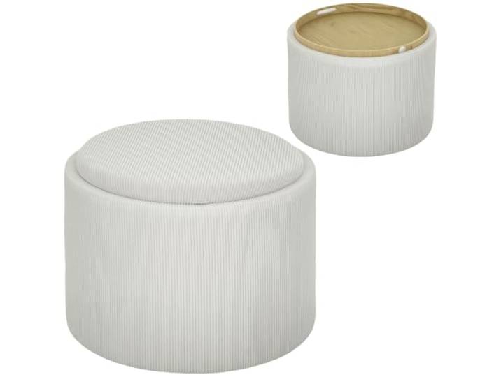 HOMCOM Sitzhocker mit Stauraum Fußhocker 56 x 56 x 42 cm Cremeweiß