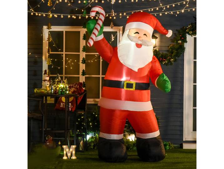 HOMCOM Père Noël Gonflable 2,4m LED Intérieur Extérieur