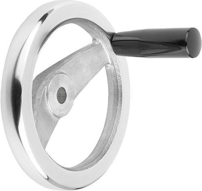 KIPP Volant à rayons 2 rayons Ø100 Alésage 10H7 Aluminium Poignée Duroplast (K0162.2100X10)