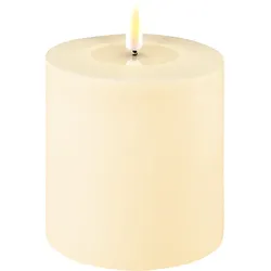 Deluxe Homeart LED Stumpenkerze Real Flame creme, Ø10 x H10cm, creme