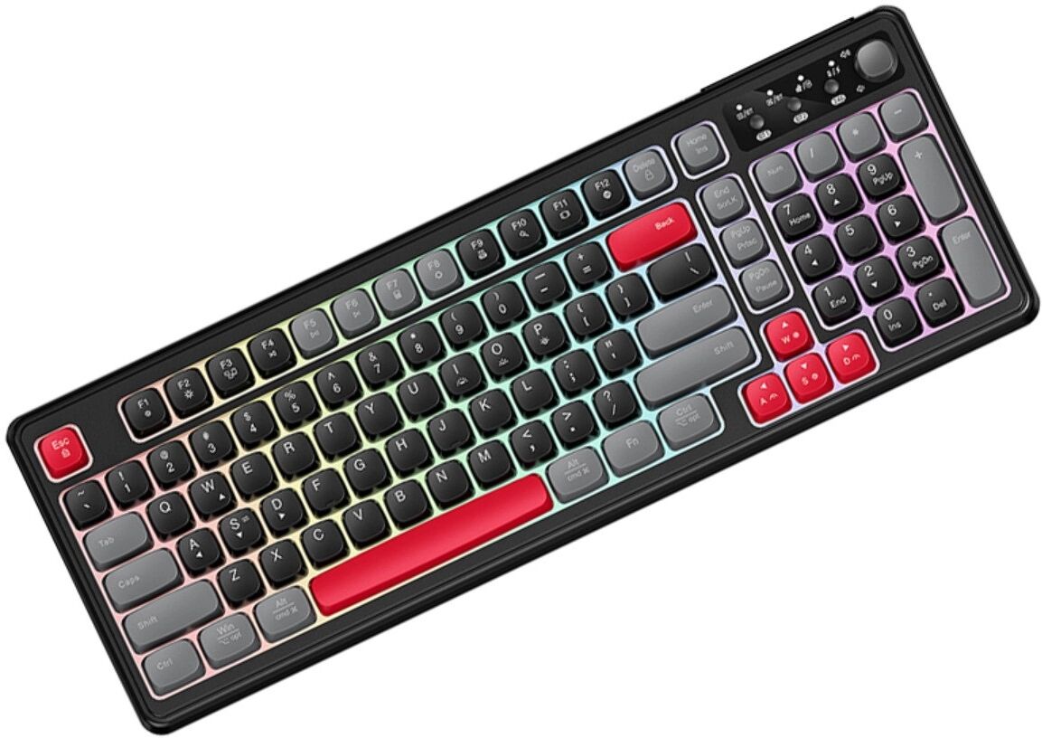 INF 99-Tasten Tri-Modus Tastatur – RGB-Beleuchtung, Multimedia-Lautstärkeregler, wassergeschützt, USB-C & 2.4G