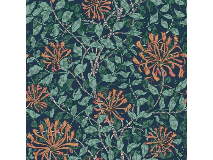 William Morris at Home Vliestapete Geißblatt 1000x52cm, Schwarz, Papier, Kunststoff, Floral, Baum/Pflanze/Natur, Rechteckig, 52x1000 cm, Tapeten & Wandverkleidungen, Vliestapeten