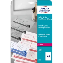 Avery Zweckform Transparente, matte Polyesterfolie (A4, 100 Stk.), Fotopapier, Transparent