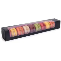 Schachtel für Macarons, schwarz-rosa, groß, 1 St., 315 × 47 × 47 mm