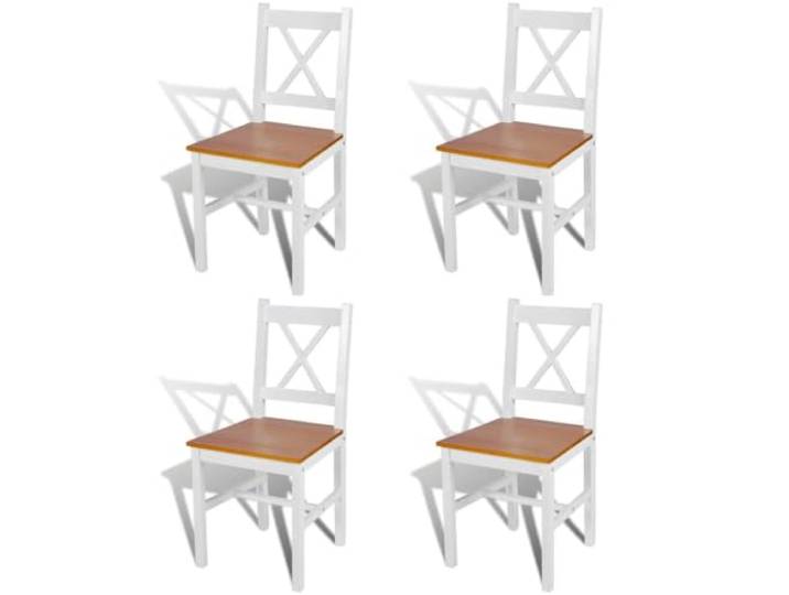 HGPOTUY Esszimmerstühle 4 STK. Weiß Kiefernholz Massivholz, Ergonomisches Design, Leicht zu Reinigen, Belastbar bis 110 kg, Ideal für Küche und Esszimmer