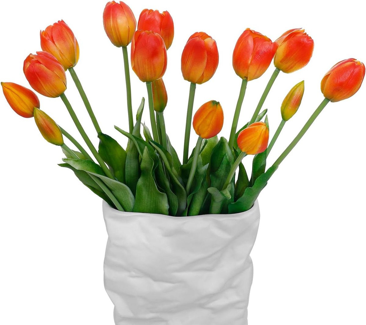 Kunsttulpen Boeket van 15 stuks - Oranje Latex Nepbloemen met Vlamvertragende Behandeling