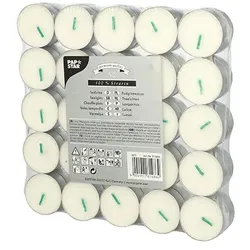 1600x Teelichter, weiss Ø 37,2 mm · 17,9 mm aus Stearin grüner Docht