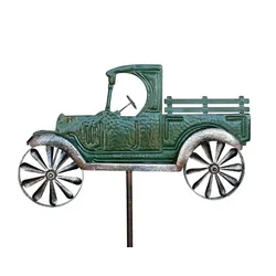 DanDiBo Gartenstecker Metall Oldtimer Auto XL 160 cm Grün 96102 Windspiel Windrad Wetterfest Gartendeko Garten Gartenstab Bodenstecker