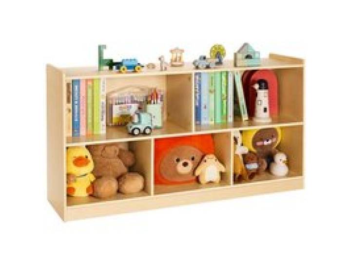 VEVOR Kinderregal Bücherregal (114 cm), Spielzeugschrank mit 5 Fächern 2-stufig, Aufbewahrungsschrank für Spielzeug, Spielzeugregal für Schlafzimmer Kinderzimmer, Ausstellungsschrank Braun
