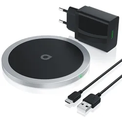 Aplic induktives Ladegerät für Qi-kompatible Smartphones, Wireless Fast Charger mit bis zu 10 W, Aluminiumgehäuse, Antirutschauflage