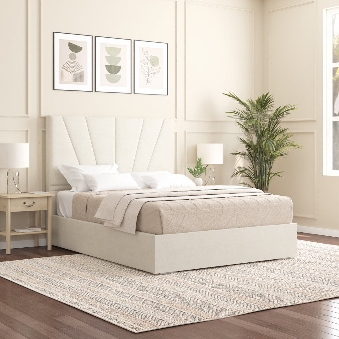 Canora Grey Alahnna Upholstered Bed Frame Cream Single (3')