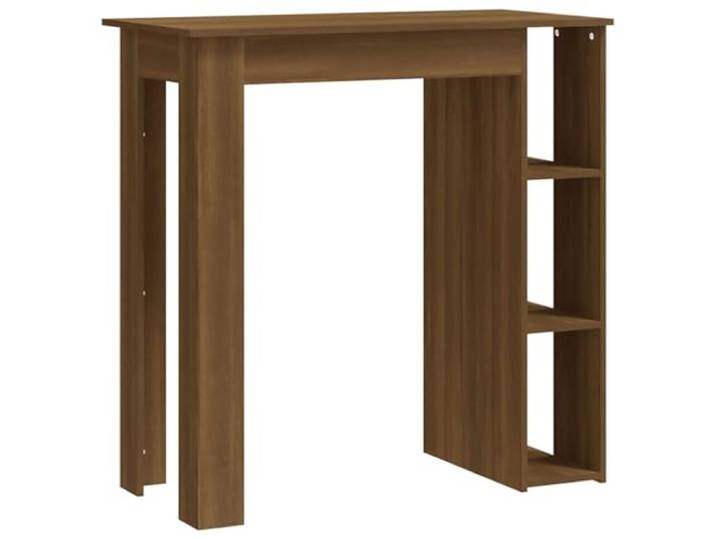 Fisinber Bartisch mit 3 Ablagen Braune Eichen-Optik 102x50x103,5 cm Schicker Bistrotisch für Küche und Essbereich, integrierte Regalfächer schaffen strukturierten Platz für Weinflaschen.