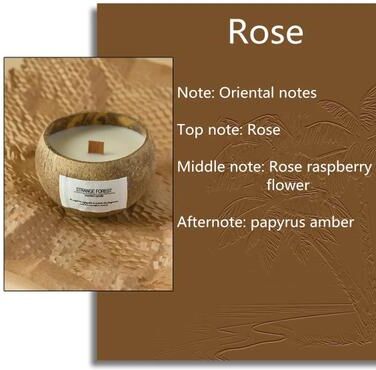 Uplift Picks Handmade Coconut Shell Candle Natural Soy Wax Aromatherapy Candle For Home Decor And Gifts rose