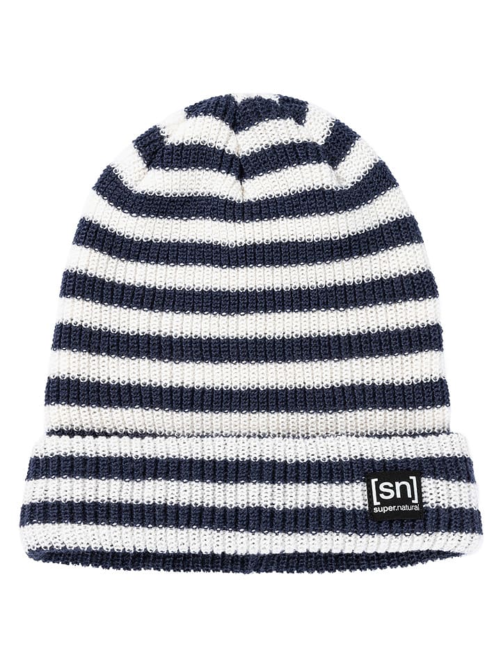 super.natural Mütze "Stripe" in Weiß/ Dunkelblau - onesize