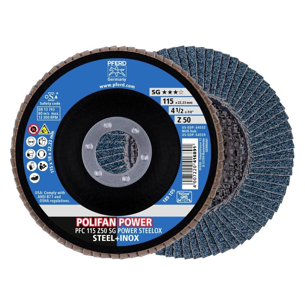 Pferd 67785116 PFC 115 Z50 SG POWER STEELOX Fächerschleifscheibe Durchmesser 115 mm Bo (50) (67785116)