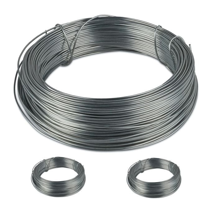 Relaxdays Binddraad Set van 24 stuks, Zilver, Verzinkt Staal voor de Tuin