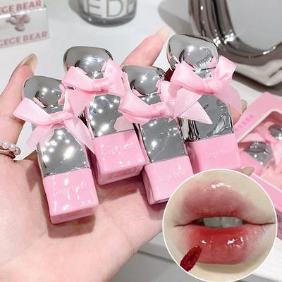 Cute Pink Lip Gloss Waterproof, Jelly Transparent Liquid Lipstick, Water Lip Tint Gift Set Makeup, Beauty Cosmetics 06