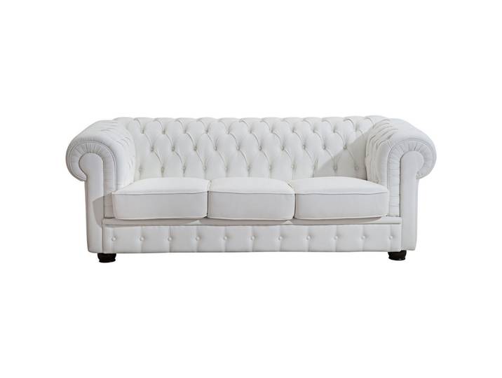 Max Winzer Chesterfield-Dreisitzer-Sofa, Weiß, Holz, 3-Sitzer, 200x76x98 cm, Goldenes M, Made in Europe, Wohnzimmer, Sofas & Couches, Sofas, Chesterfield Sofas