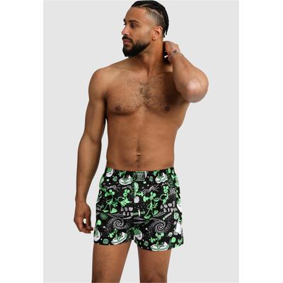 Boxershorts LOUSY LIVIN "OuterSpace", Herren, Gr. L, schwarz (schwarz, lila), 100% Baumwolle, Unterhosen, 2er-Pack mit funktionalem Eingriff mit Knopf