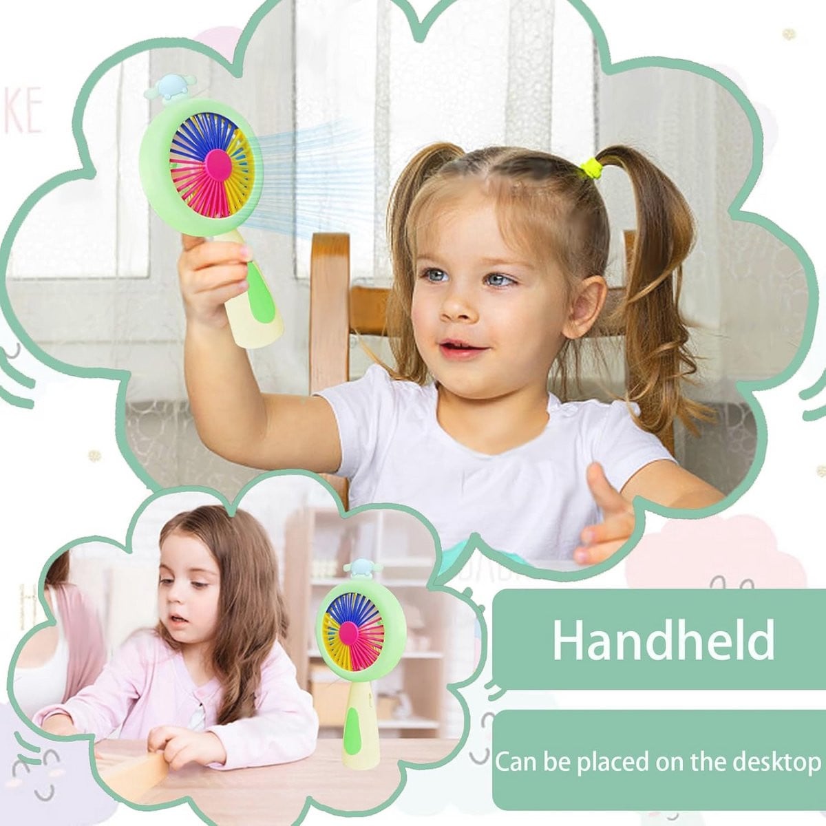 Draagbare Mini Ventilator met Licht - Oplaadbare Handventilator voor Thuis, Kantoor en Buiten
