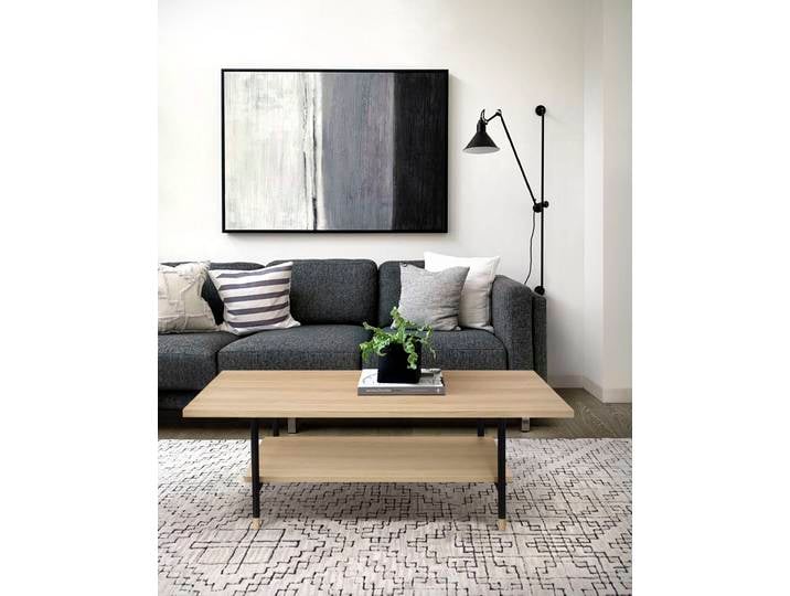 Couchtisch WOODMAN Jugend , beige (natur, schwarz, eichefarben), B:120cm H:45cm T:80cm, Tische, Couchtisch, Holzfurnier aus Eiche, FSC-zertifiziert