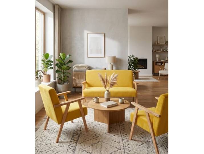 Family Meble Sitzgruppe Soler Monolit Royal – Zweisitzer-Sofa und 2 Sessel im Retro-Stil – Variante Royal 23