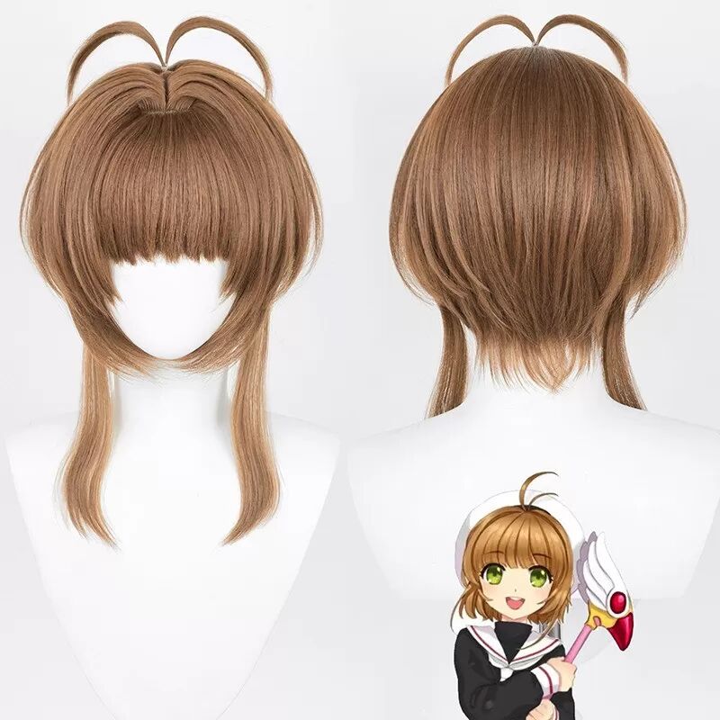 INF Hellbraune Cosplay-Perücke mit Zöpfen - Hochtemperaturfaser, Verstellbare Größe