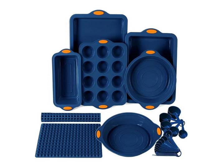 LuxusKollektion Silikonform Backset Silikonformen Backmatten Backblech Backform 8 Pieces Navy Blue, (1-tlg)