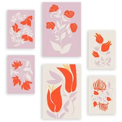 POSTER Set Mit 6 Großartige Blom In Blume Zusammenfassung Ästhetische Dekorative Gemälde Für Ihr Wohnzimmer, Schlafzimmer, Zuhause A3 & A4 Rahmenlos