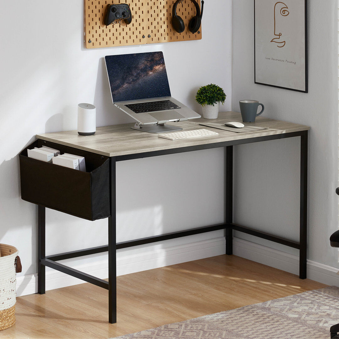 Borough Wharf Bradwood 132cm W Rectangle Writing Desk Grey