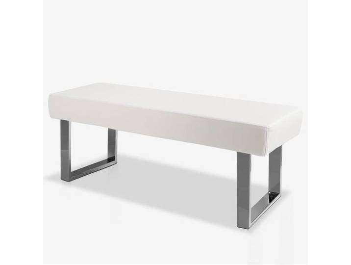 JIEXI Banquette moderne banquette à pieds brillants en cuir PU rembourrée pour salon et couloir (blanc)