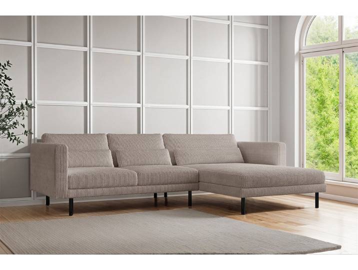 Fun Möbel Ecksofa Designersofa AGADA in Stoff, mit Ottomane Links oder Rechts, Rundumbezug