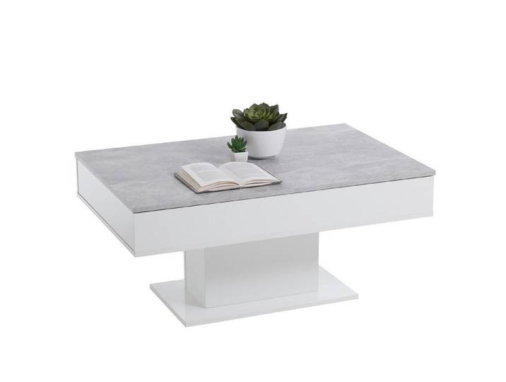 FMD Möbel Couchtisch in Beton LA-weiß Edelglanz - 100x46,1x65cm (BxHxT)