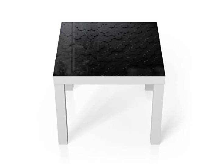 DEQORI Glastisch weiß klein 55x55 cm Motiv Abstrakte 3D-Struktur ausgefallener Beistelltisch aus Glas Hochglanz Couchtisch fürs Wohnzimmer moderner Couch Tisch mit Design