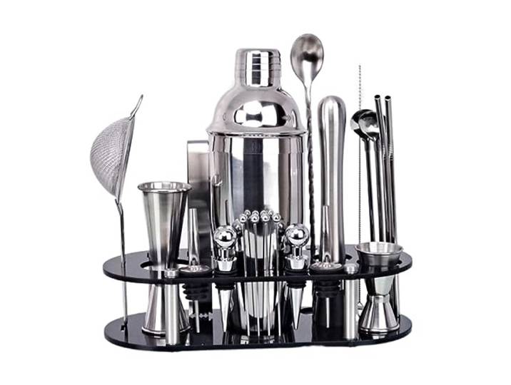 BOSHYUM 23 stücke Barware Set Edelstahl Cocktail Shaker Set Bartender Kit Mit Acryl Rack Halter Cocktail Kit
